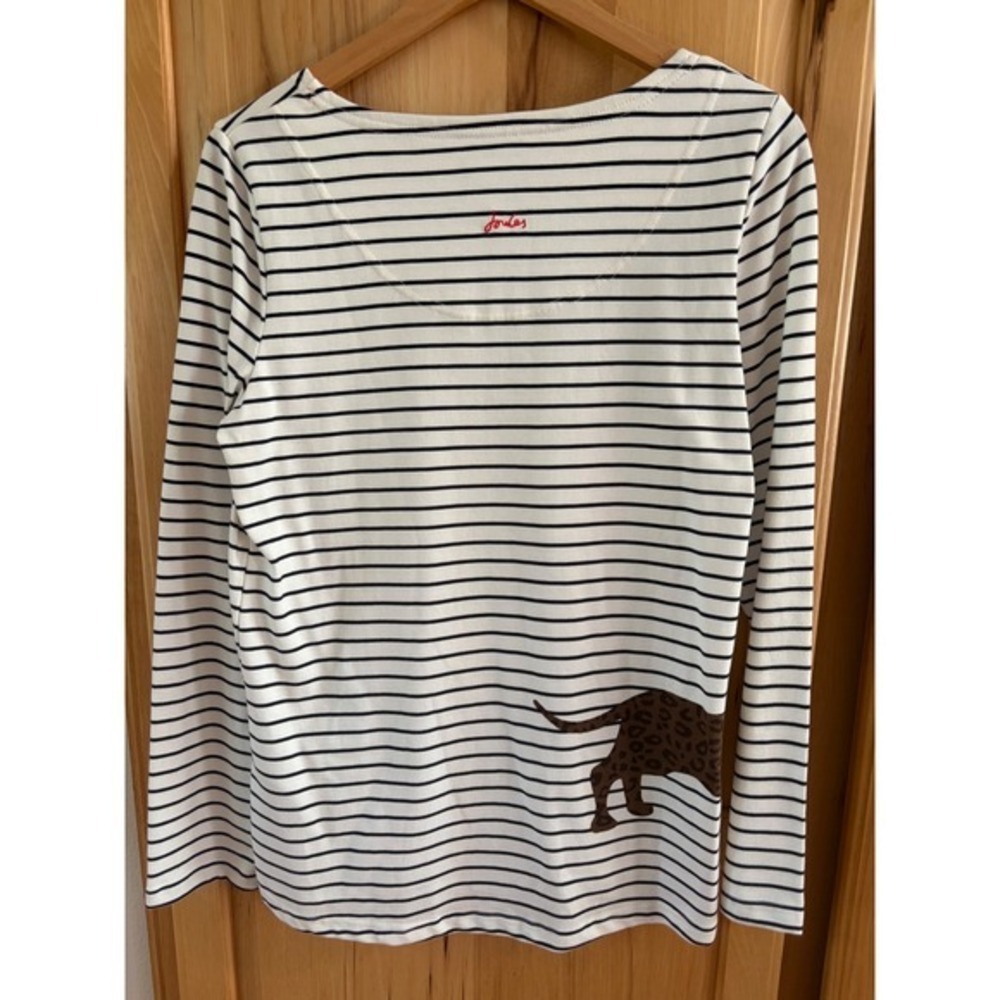 Joules Harbour Print Striped Dachshund Leopard Dog Top Navy White US 6 - Picture 2 of 6